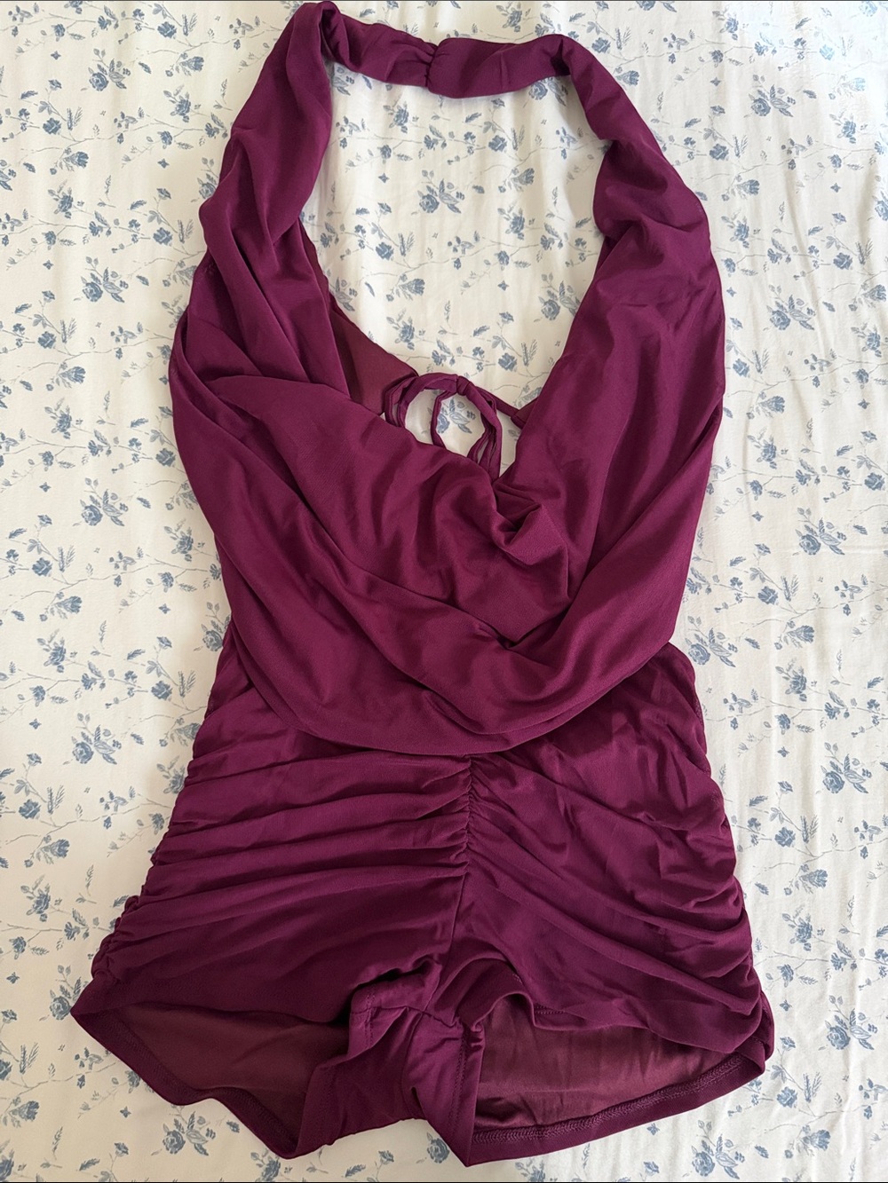 Fashion Nova Deep Berry Halter Romper